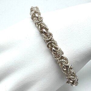 Vintage Mexican 925 Sterling Silver Byzantine Link Chain Bracelet 8"
